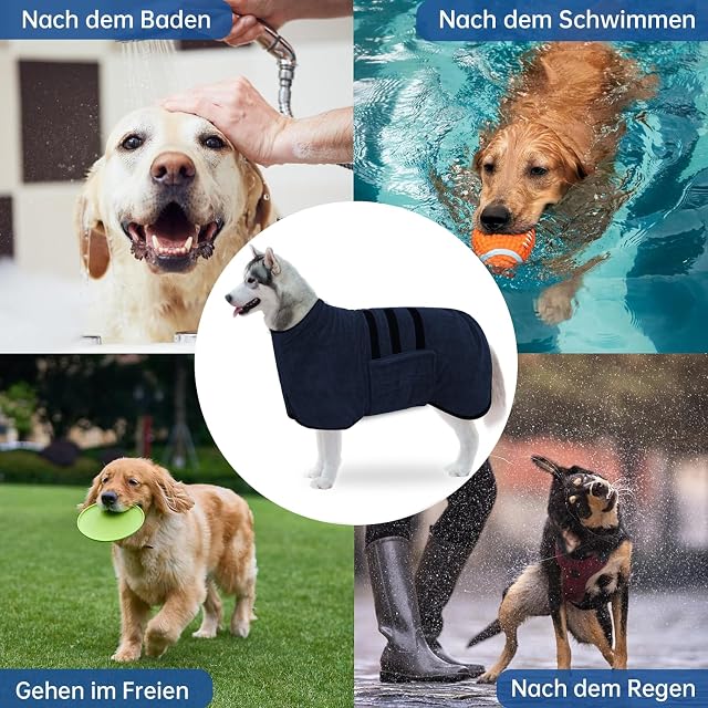 Foto 7 de 7 de WUFANC Bata para Perros de Microfibra - Súper Absorbente y de Secado Rápido