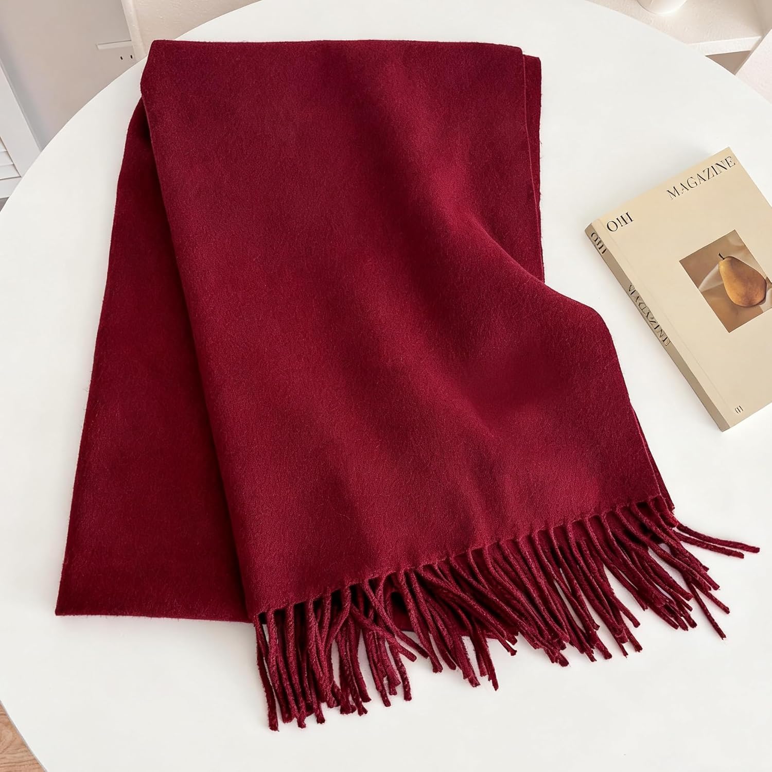 Winter Fall Scarf for Women Men - Large Cashmere Feel Tassels Shawl Soft Warm Solid Color Scarf (78''*26'') - Image 8
