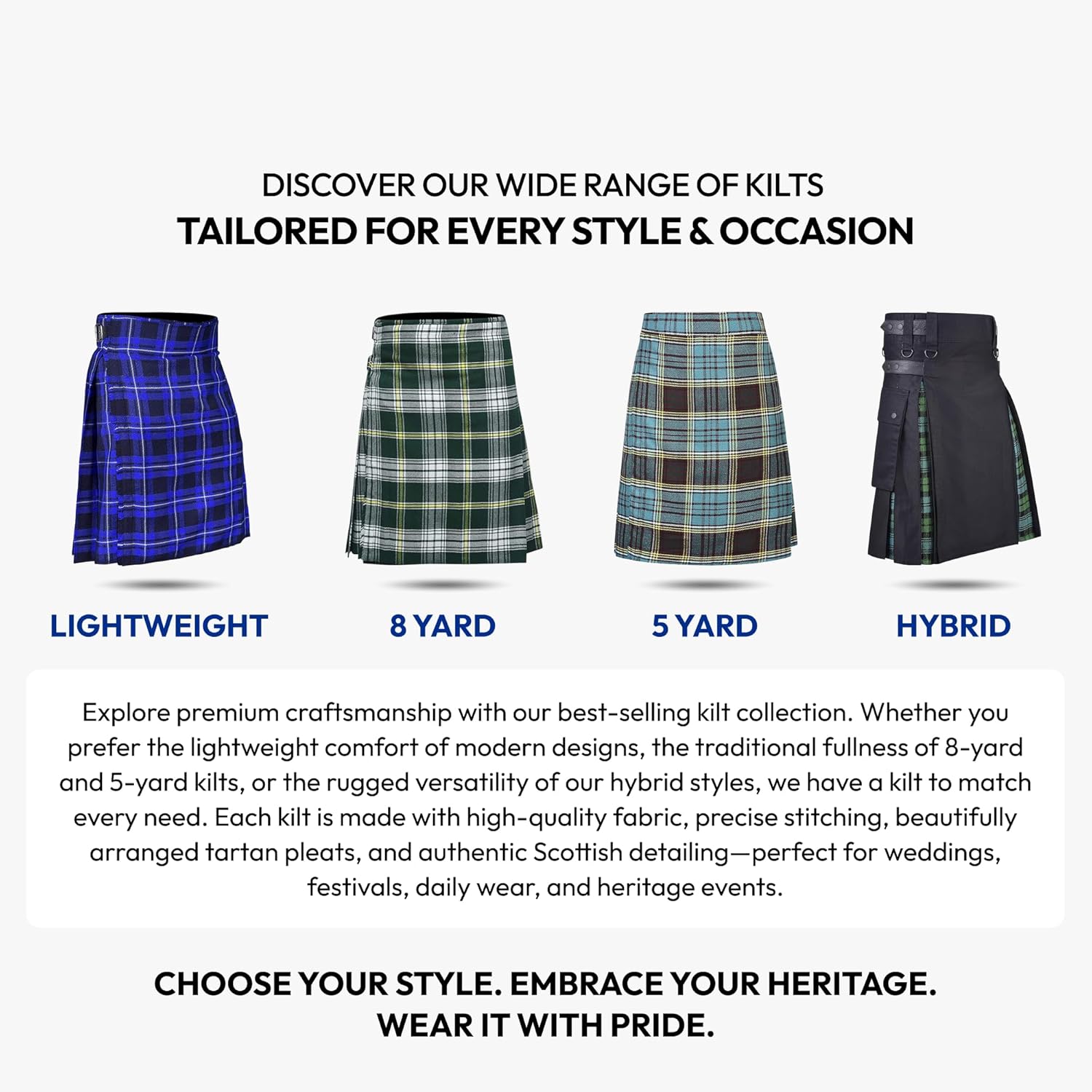 Authentic Scottish Men's Tartan Kilts - Highland Light Weight Value Kilt | Embrace Your Heritage with Comfort - Image 7