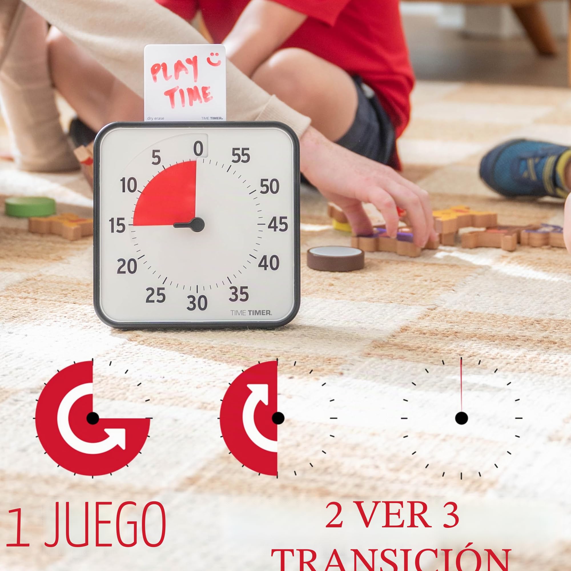Time Timer Original Mediano, 19x19cm - Temporizador Visual de 60 Minutos - Reloj de Cuenta Regresiva para el Aula o reuniones para niños y Adultos (Negro)