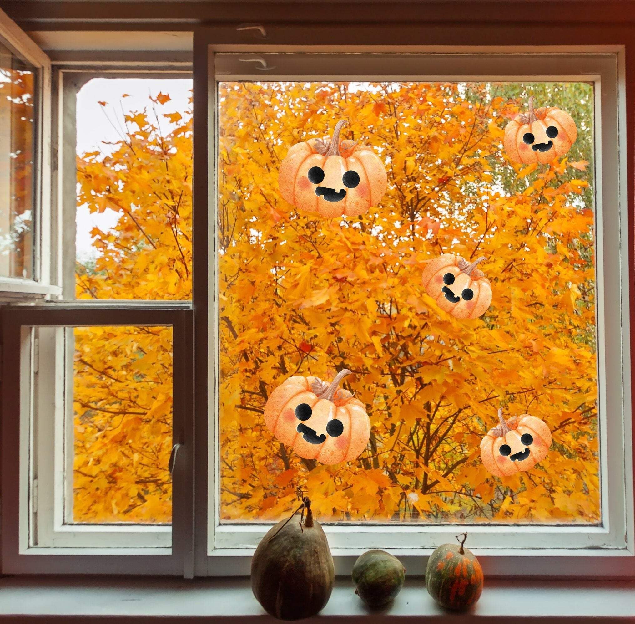 Quotemywall Light Halloween Window Cling Stickers Pumpkin Decals Removable Reusable Halloween Wall Stickers