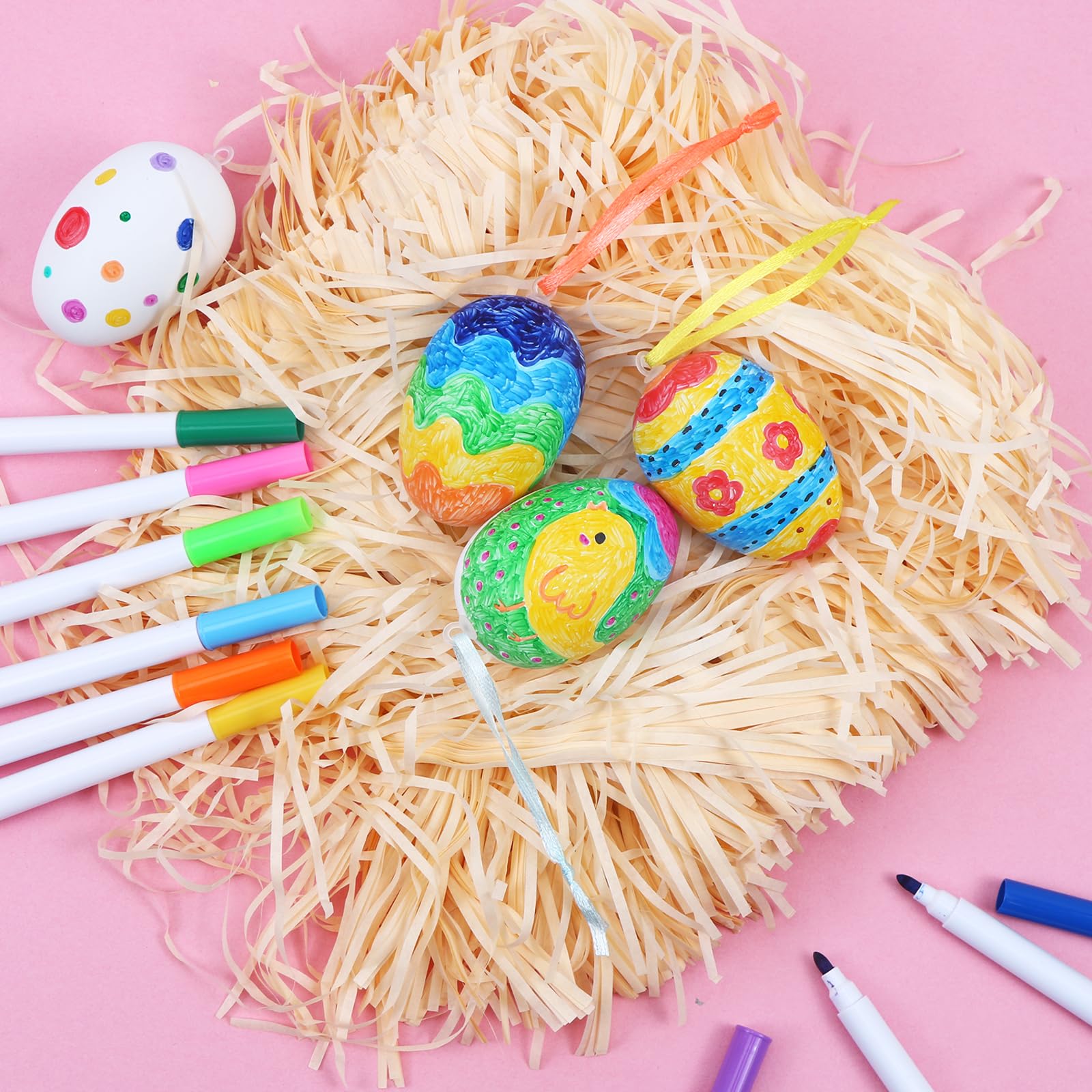 12 Uova Di Pasqua Decorative Da Appendere In Polistirolo, 6 Cm - Colori Vivaci Per Albero, Cestino E Decorazioni Pasquali