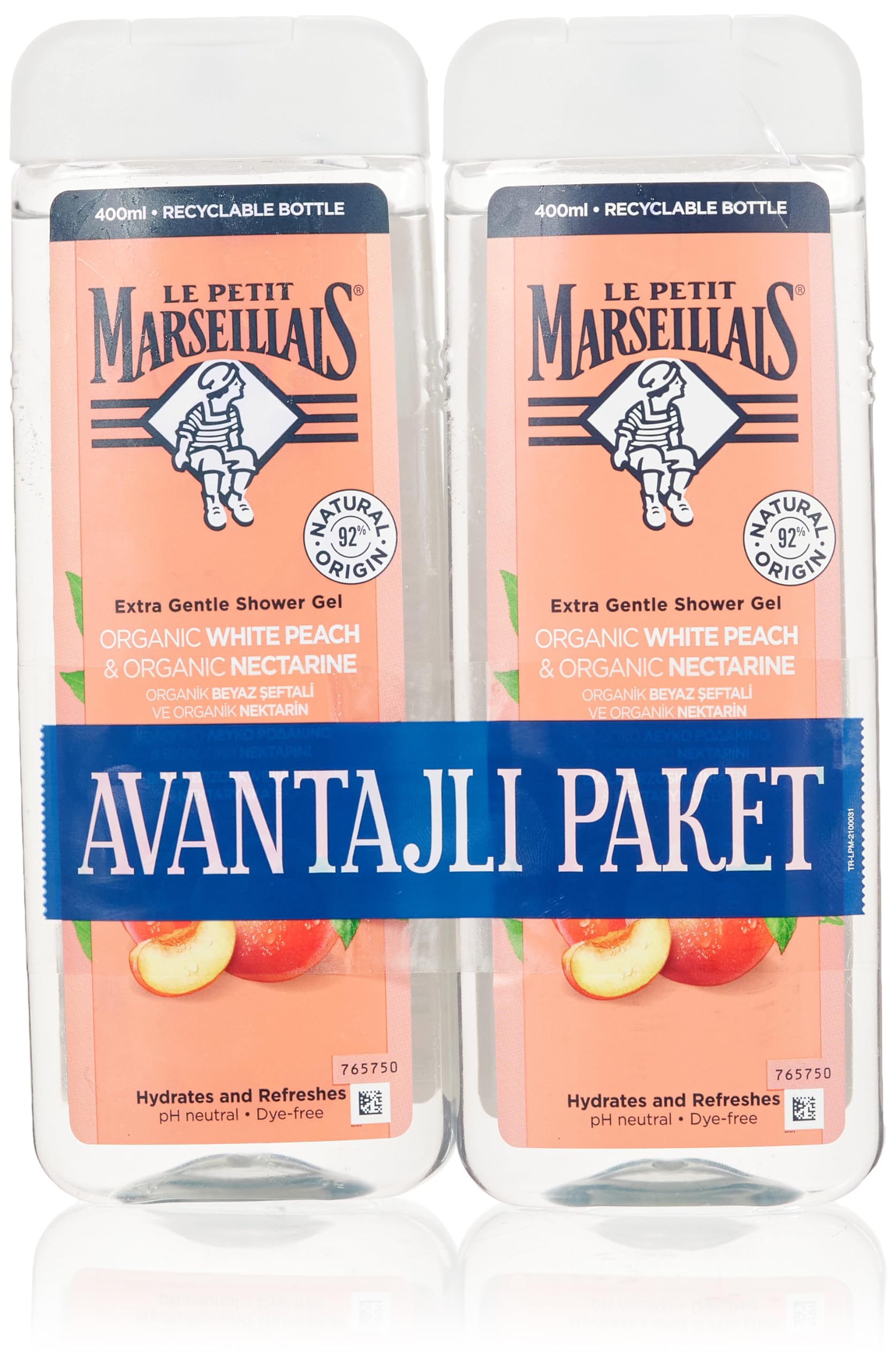 Le Petit Marseillais Duş Jeli Şeftali 2x400 ml