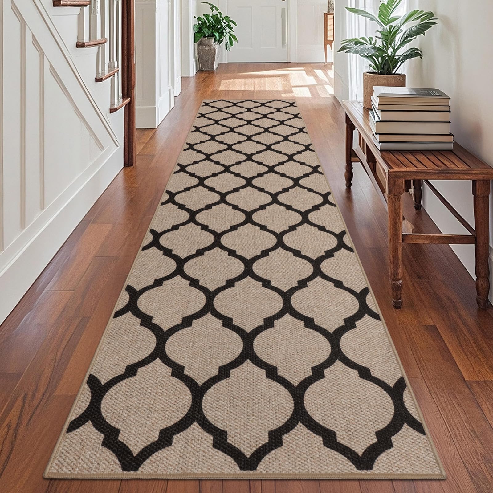 TUKDAK Weben Teppich Läufer Flur rutschfest 60x240cm, Waschbar Küchenteppich, Flurläufer Modern, Teppichläufer, Küchenläufer, Flur Teppich, Flurteppich für Küche, Eingang, Wohnzimmer, Korridor