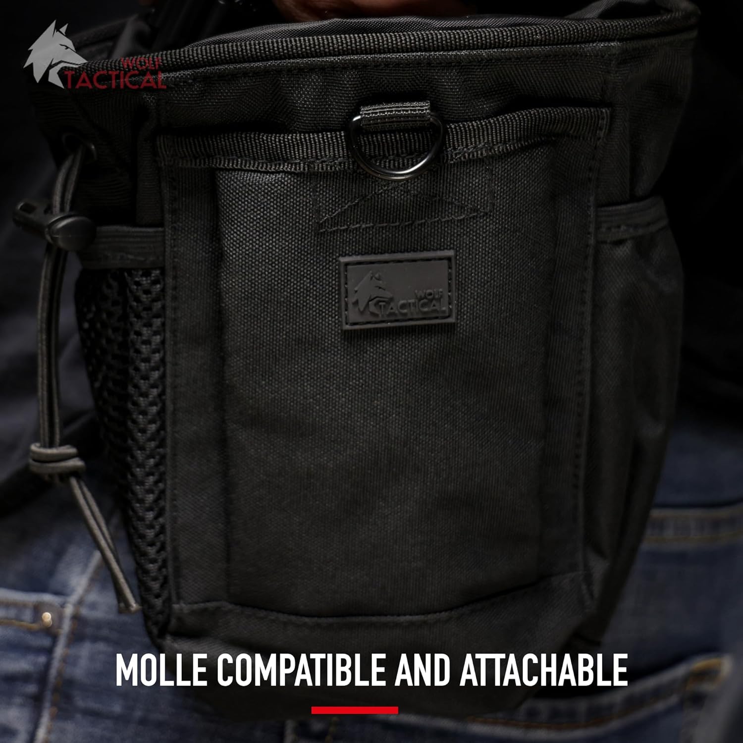 WOLF TACTICAL Drawstring MOLLE Dump Pouch - EDC Drop Bag for Ammo, Magazines, Range Shooting, Hunting, Outdoor Sports