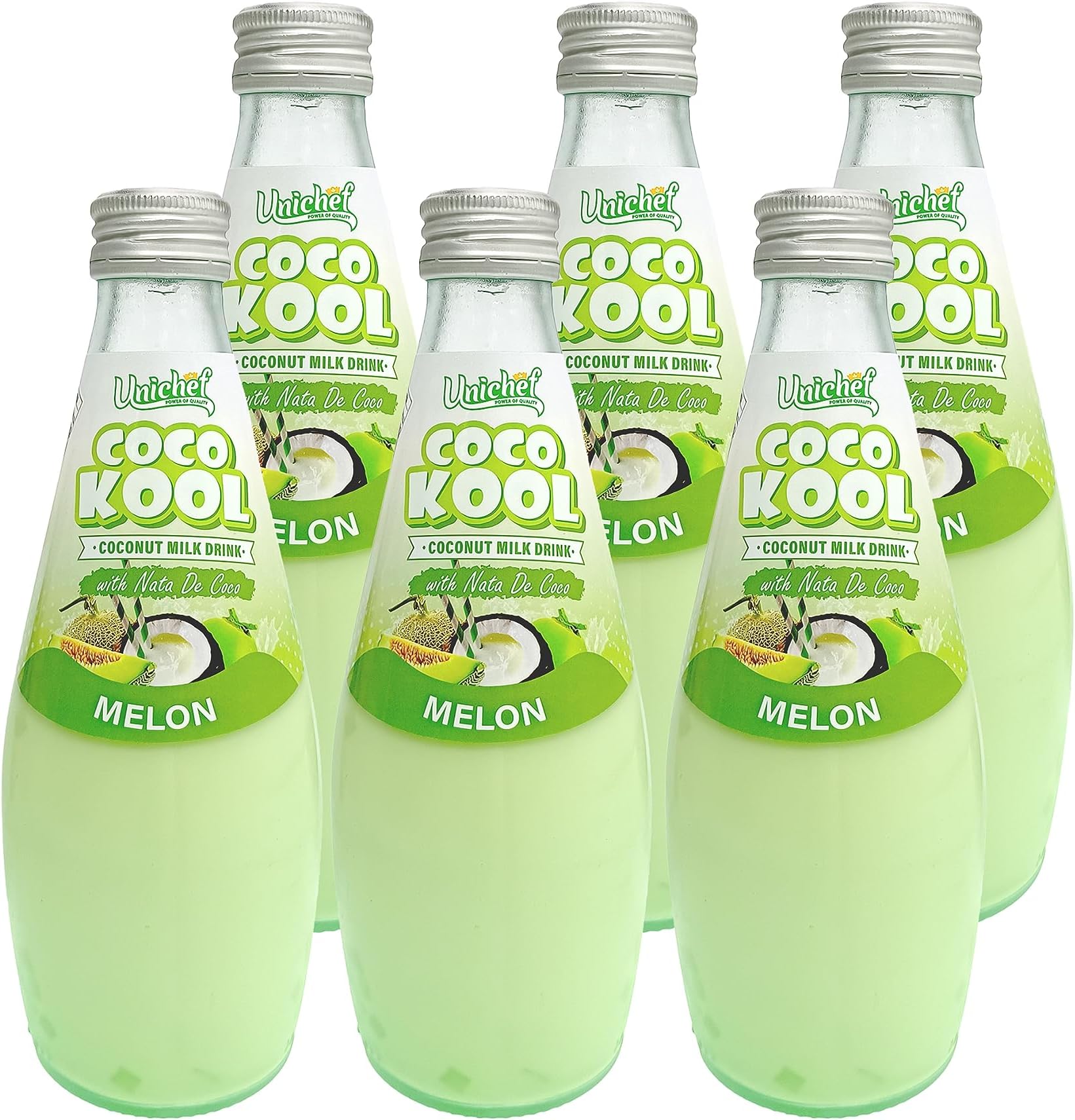 Unichef Coco Kool Coconut Milk Drink with Nata De Coco Melon 290Ml (Pack Of 6) SUGAR FREE
