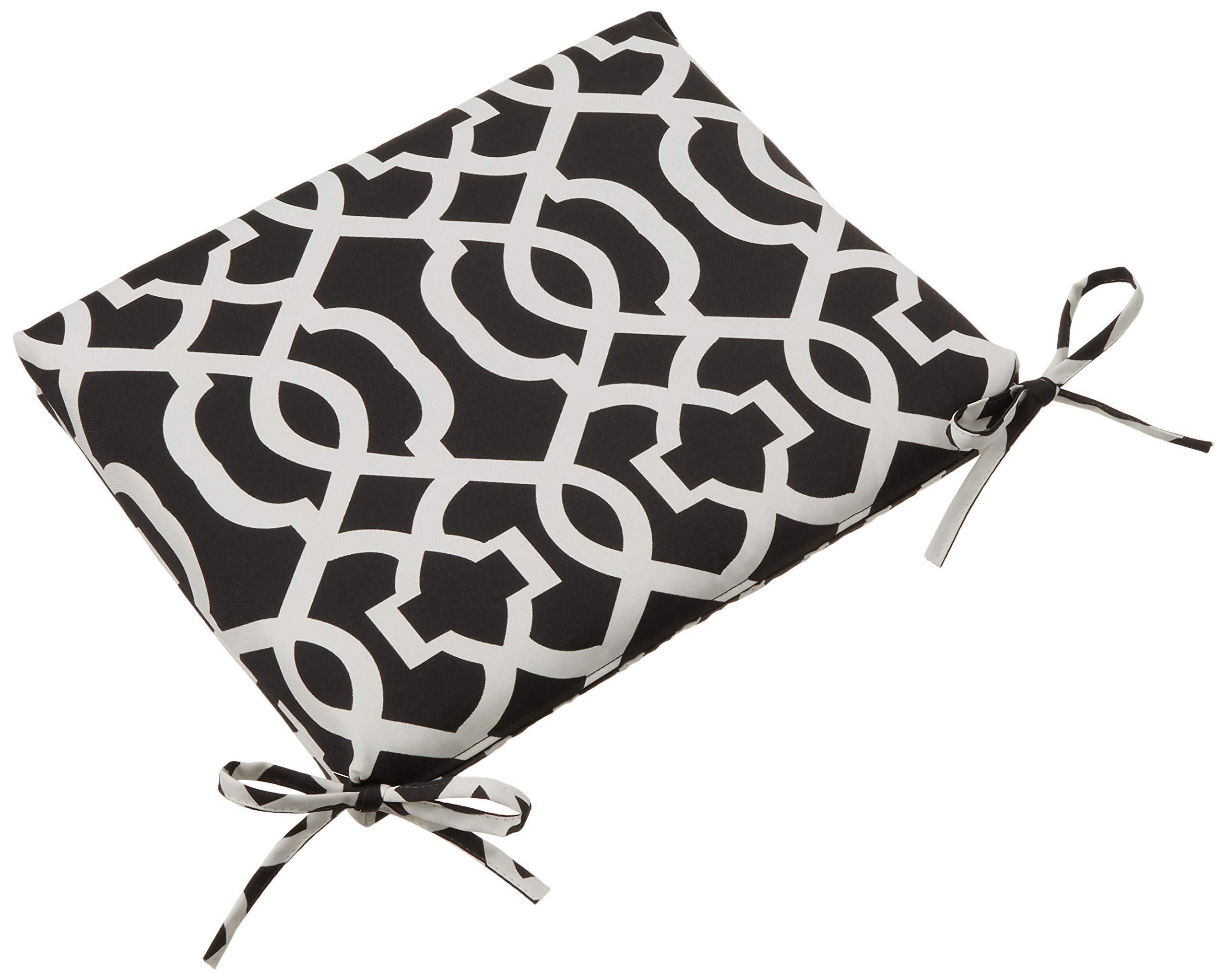 Pillow Perfect Outdoor/Indoor New Geo Black/White Square Corner Seat Cushions, 18.5" x 16", 2 Count