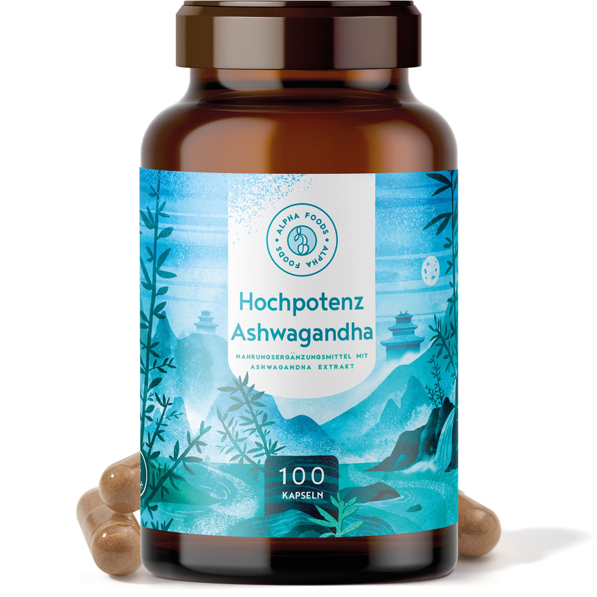 Ashwagandha Kapseln hochdosiert - 500mg Ashwagandha Extrakt pro Tagesdosis mit 35mg Withanolide - indische Schlaf Beere - 100 vegane Kapseln