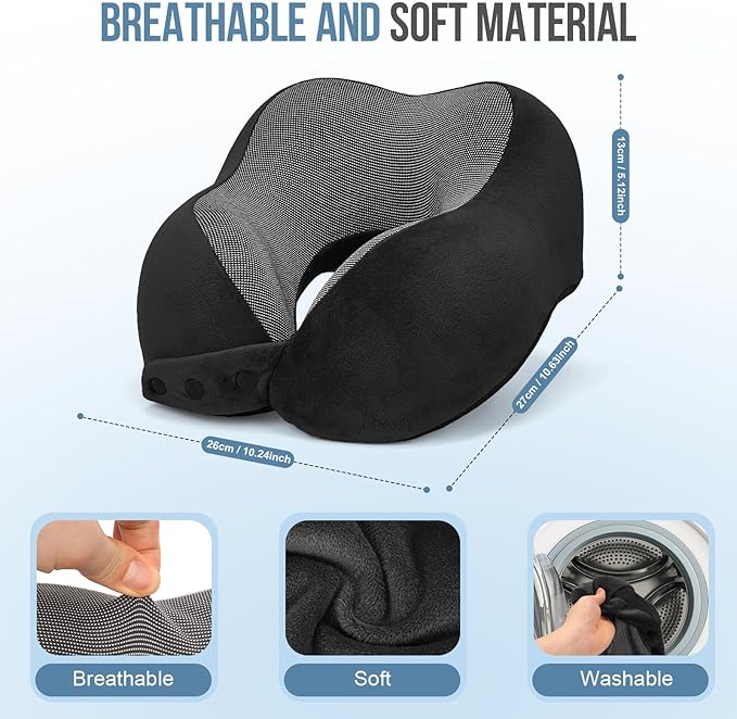 Almohada de viaje Memory Foam ajustable negra miniatura 5