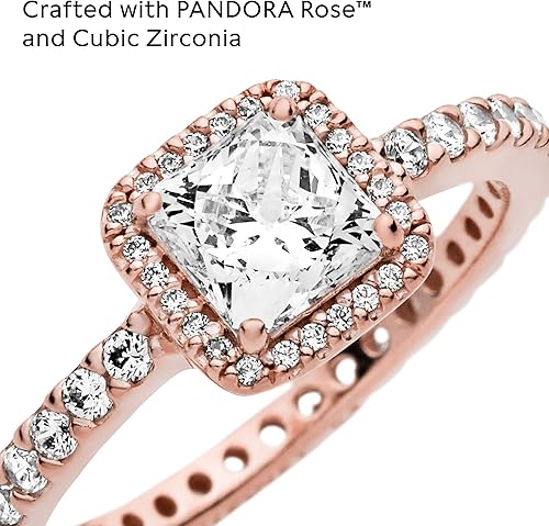 Miniatura 4 de Pandora Anillo cuadrado de la joyería de la chispa del halo cúbico de la circona