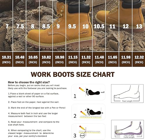 Miniatura 6 de glorysafe Botas de trabajo para hombre con puntera suave, impermeables y antideslizantes, botas de seguridad de 6 pulgadas para construcción, botas