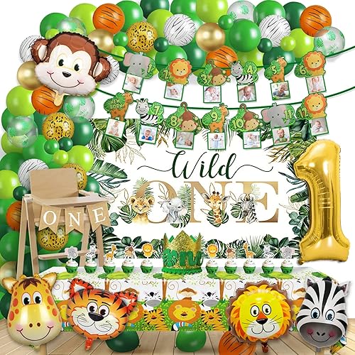 Decoraciones de cumpleaños Wild One para niños decoraciones de primer cumpleaños de safari incluye telón de fondo mantel arco de globos pancarta de disponible en Yaxa Colombia