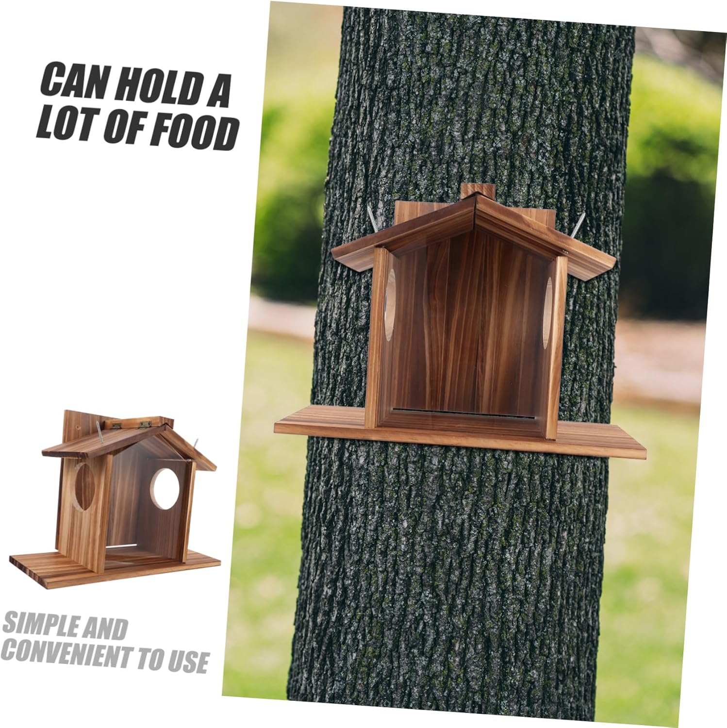 Toyvian Outdoor Wooden Squirrel Feeder Hanging Design Garden Feeding House for Squirrels and Hamsters