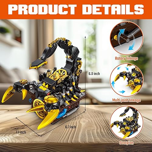 Miniatura 4 de Mechanic - Juego de bloques de construcción de colección de insectos, 468 piezas de juguetes mecánicos, decoración de insectos, naturaleza, regalo