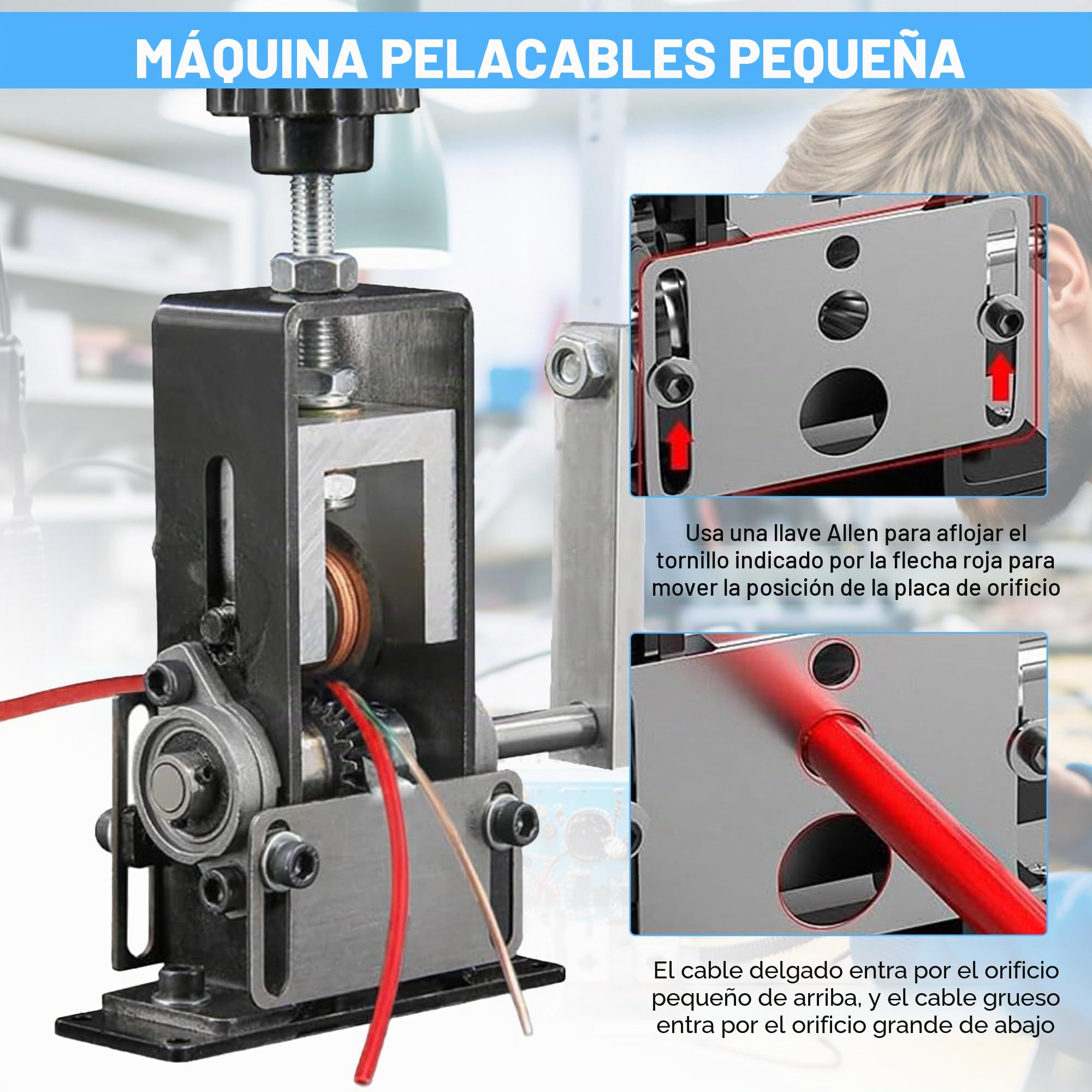 Máquina pelacables manual, herramienta pelacables multifuncional, alicates pelacables de manivela de 1 a 20 mm, pelacables para el reciclaje de residuos de cobre