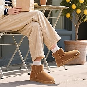 Amazon.com | KIDMI Women's Classic Genuine Suede Mini Boots Fuzzy