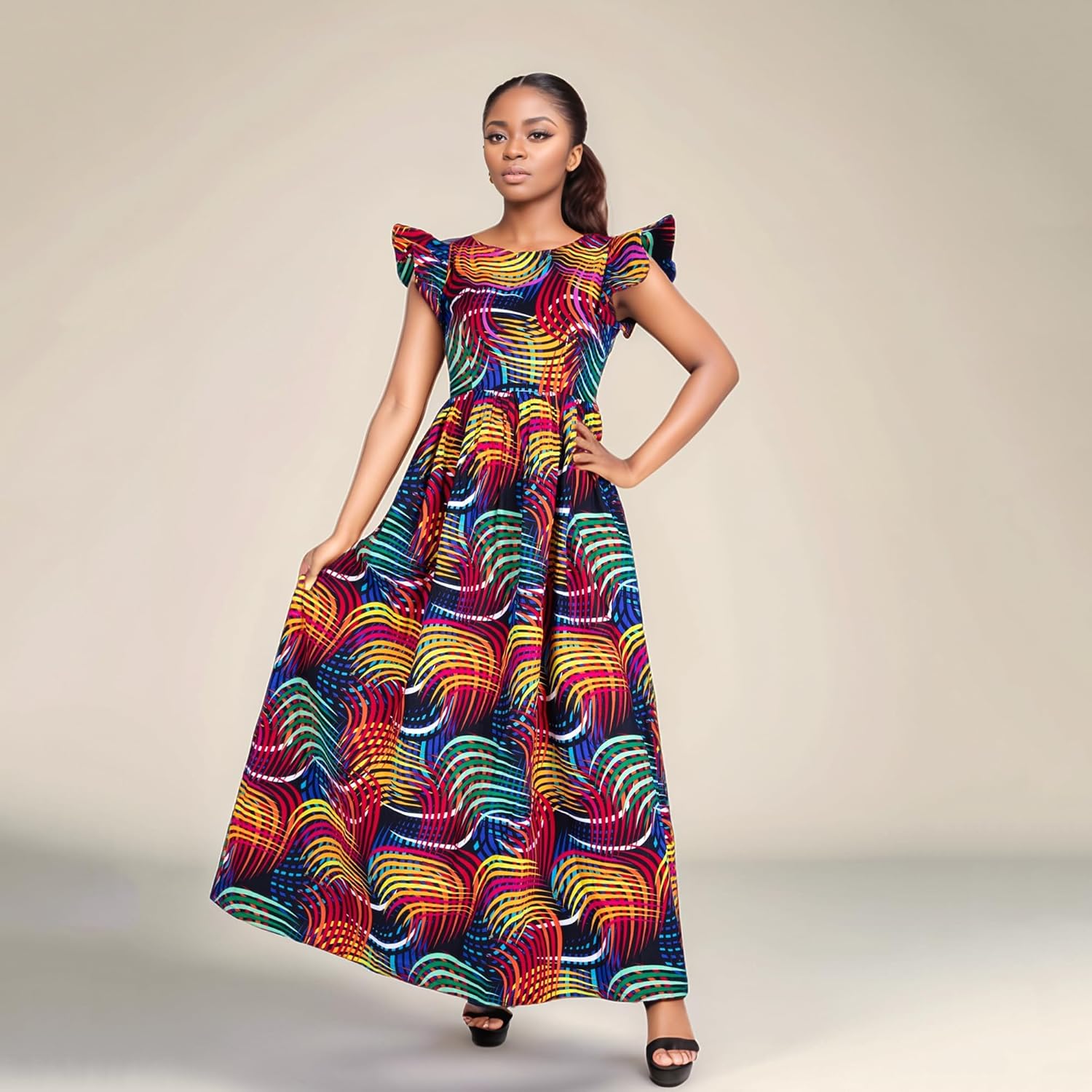 African Women's Slim Fitting Sexy Long Dress with African Print Suitable for Daily Gatherings - Image 6
