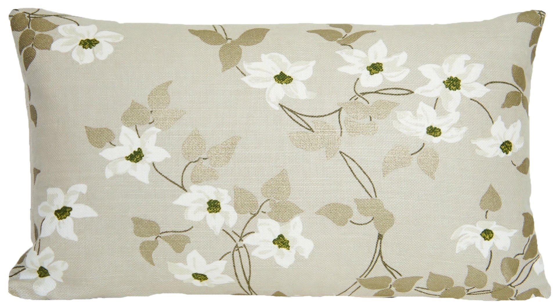 White Flowers Cushion Cover Grey Floral Pattern Pillow Throw Case Nina  Campbell Linen Fabric Malleny Rectangular