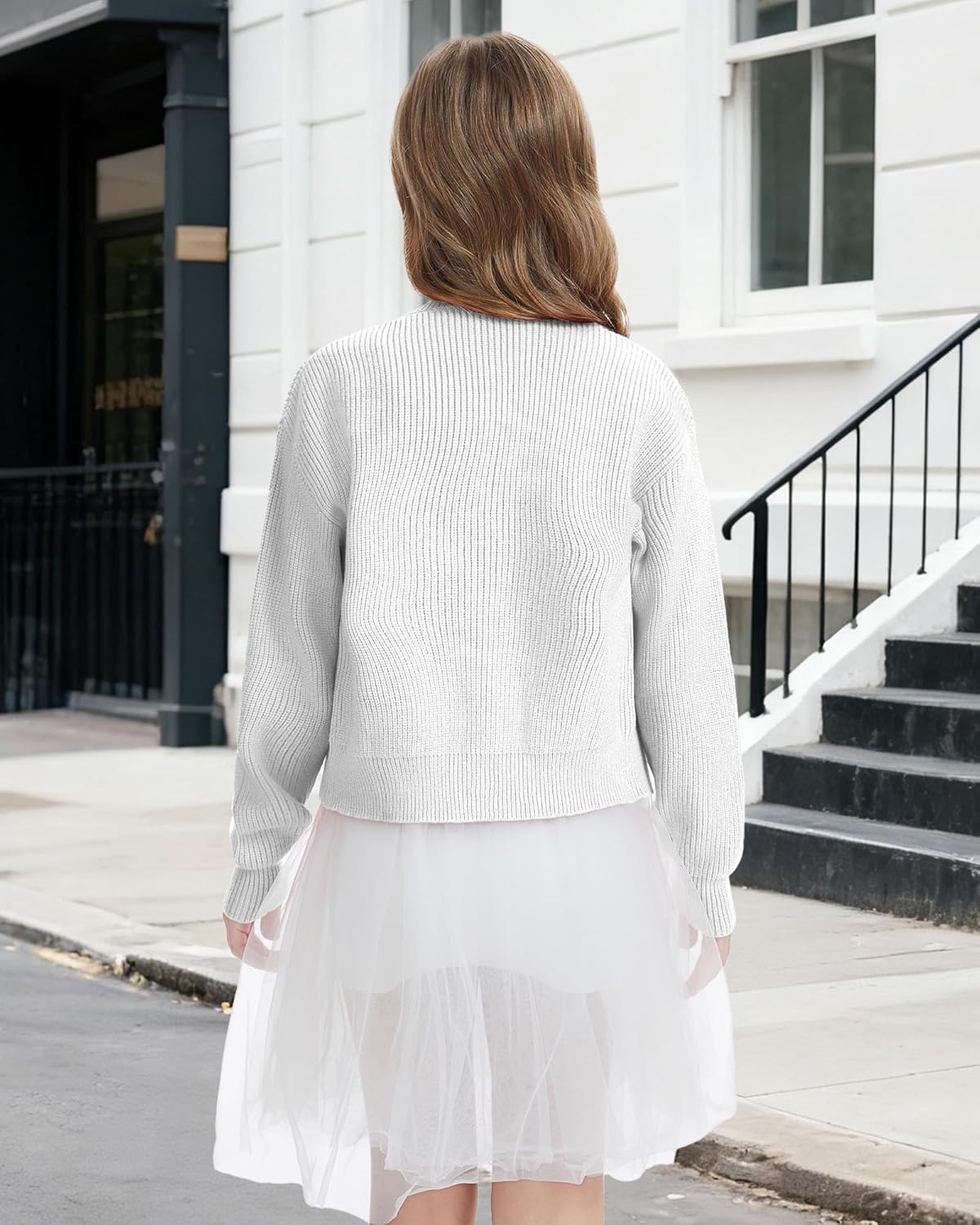 Girls Cardigan Sweater School Uniforms Toddler Long Sleeve Button Knit Solid Sweaters Tops - Image 6