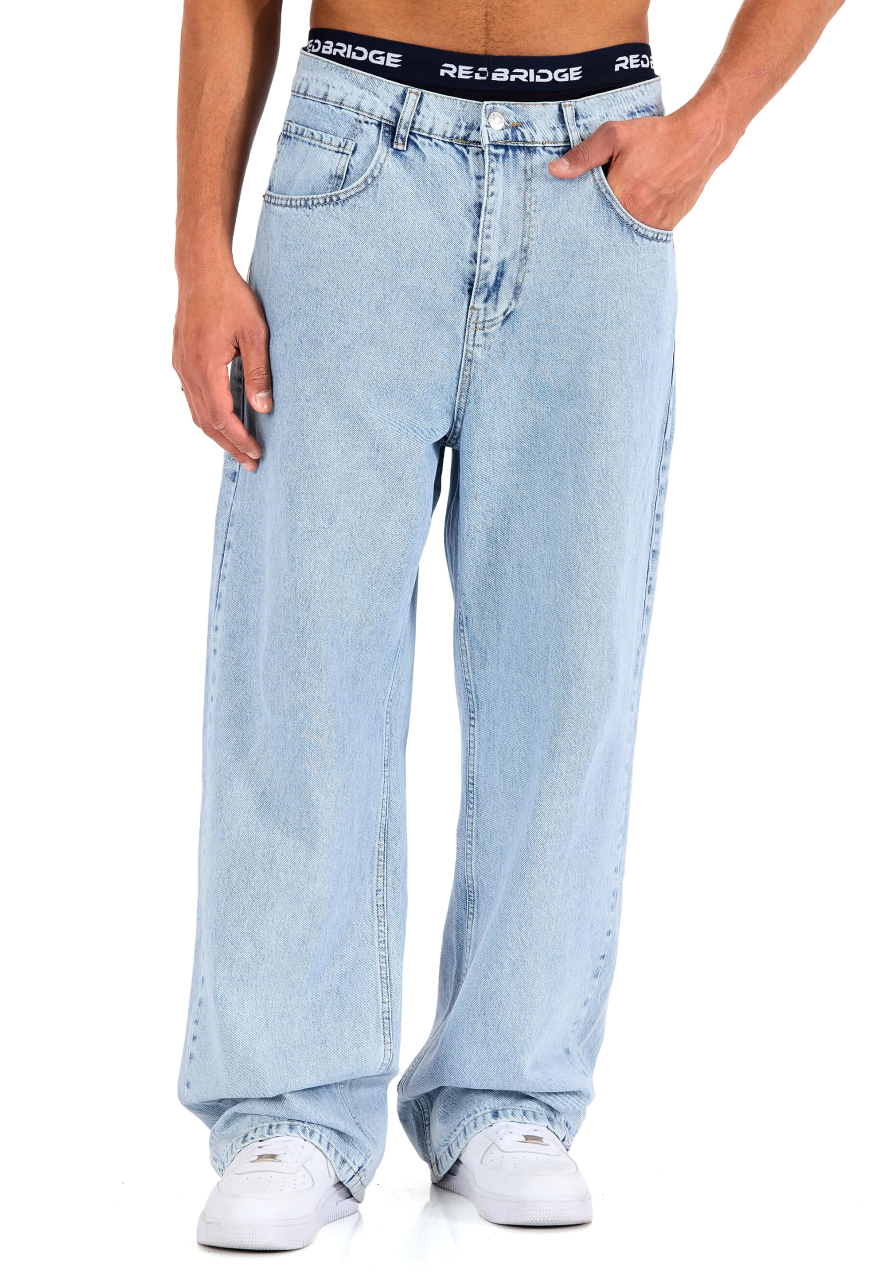 by Denim House Wide Leg Jeans Baggy Fit Denim Hose im 5 Pocket Style Bequeme Loose Fit Jeans für Streetwear und Alltag