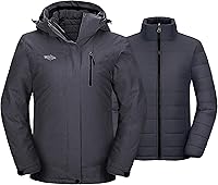 Vista 13 de Wantdo - Chaqueta impermeable 3 en 1 para mujer, abrigo de invierno cálido, resistente al viento, chaqueta de snowboard con capa de puffer