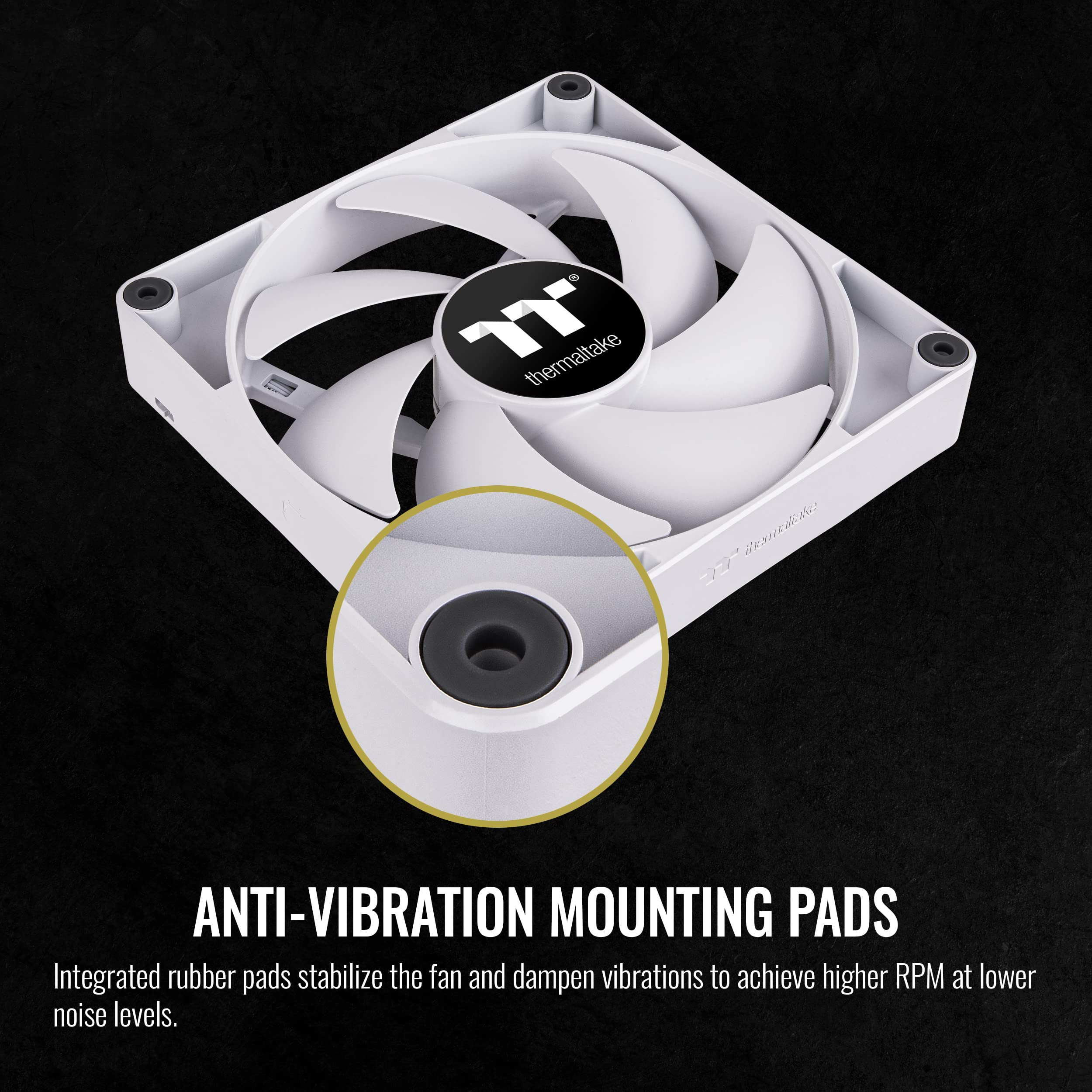 Thermaltake CT140 - Ventilador de refrigeración de PC blanco (2 ud.), diseño de cadena de margarita, hasta 1500 rpm, rodamiento hidráulico de 140 mm, montaje antivibración, CL-F152-PL14WT-A
