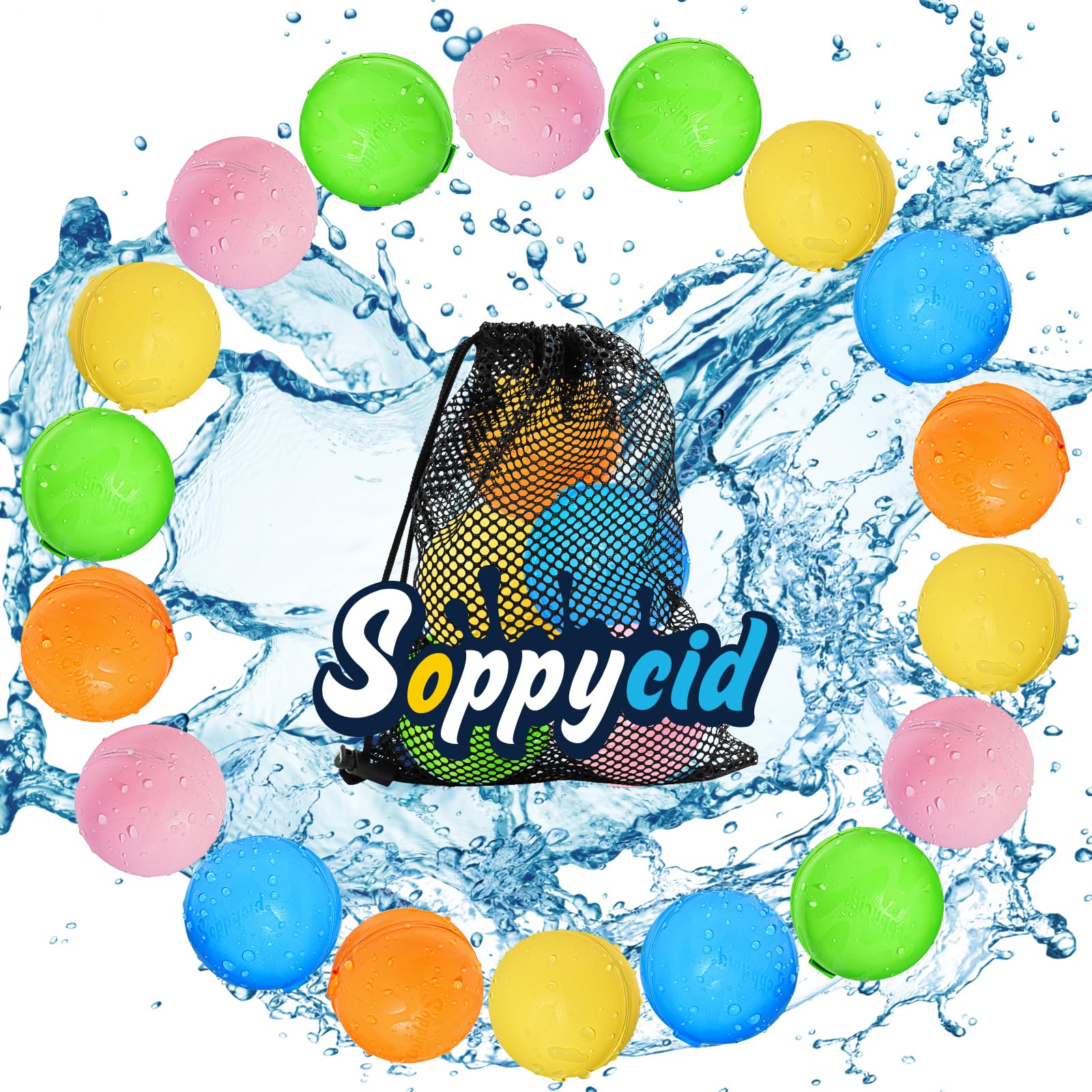 Globos de agua reutilizables, autosellantes y juguetes de agua de llenado rápido, juguetes de piscina para niños, adultos, familia, jardín al aire libre, juegos de agua de verano (20 piezas)