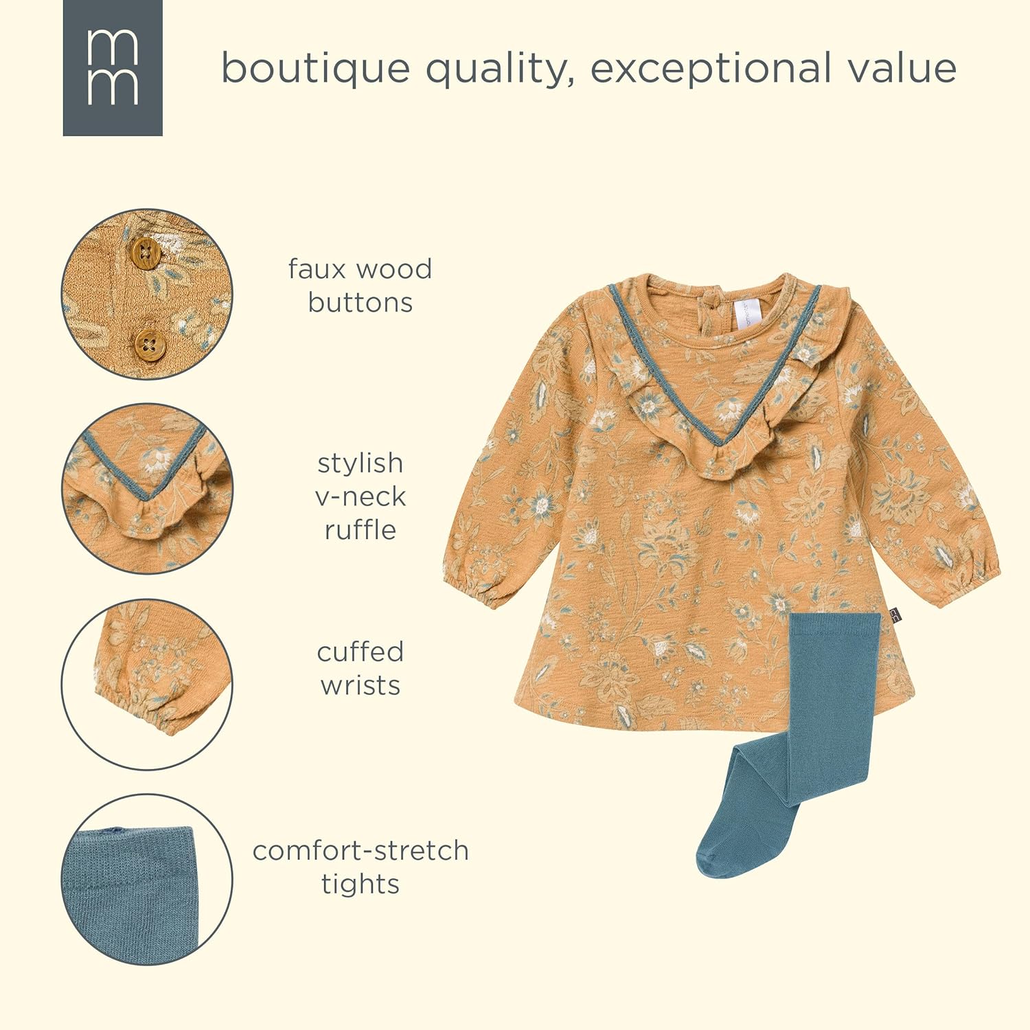 Modern Moments by Gerber baby-girls Dress and Tights Set - Image 7