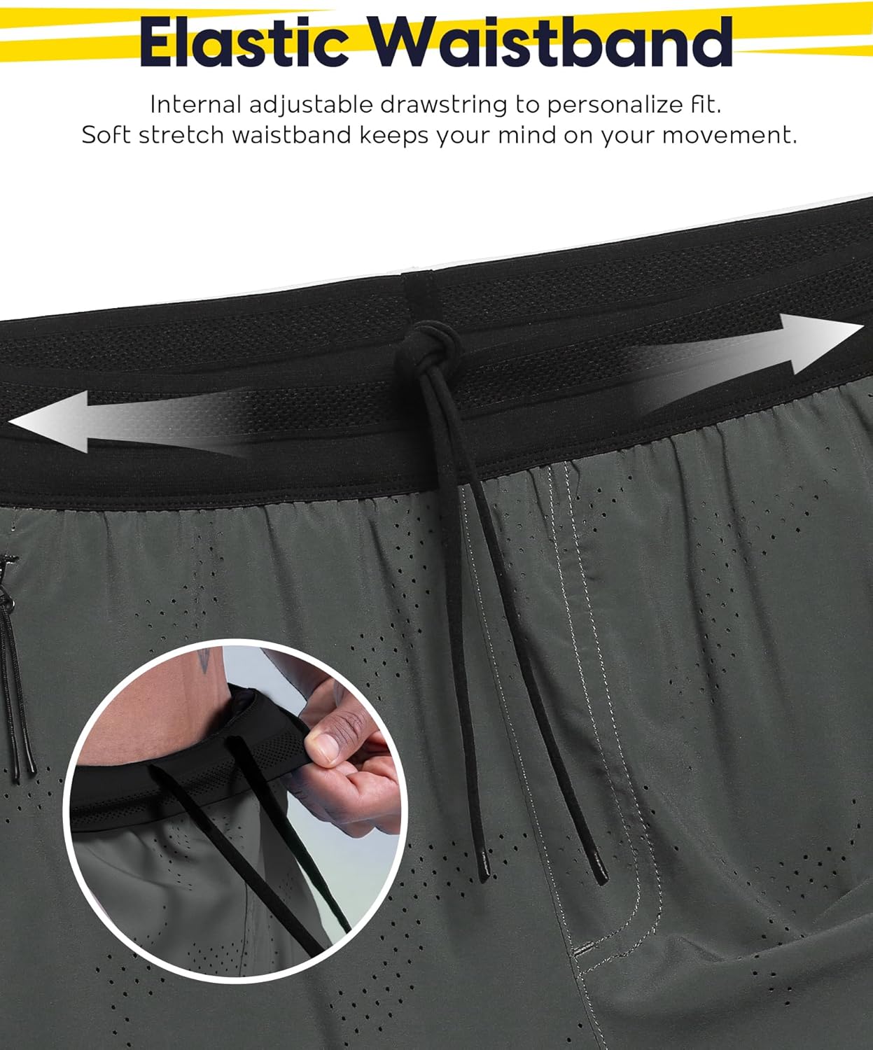 maamgic Mens 2 in 1 Running Shorts 5" Gym Workout Shorts with Zipper Pockets - Image 5