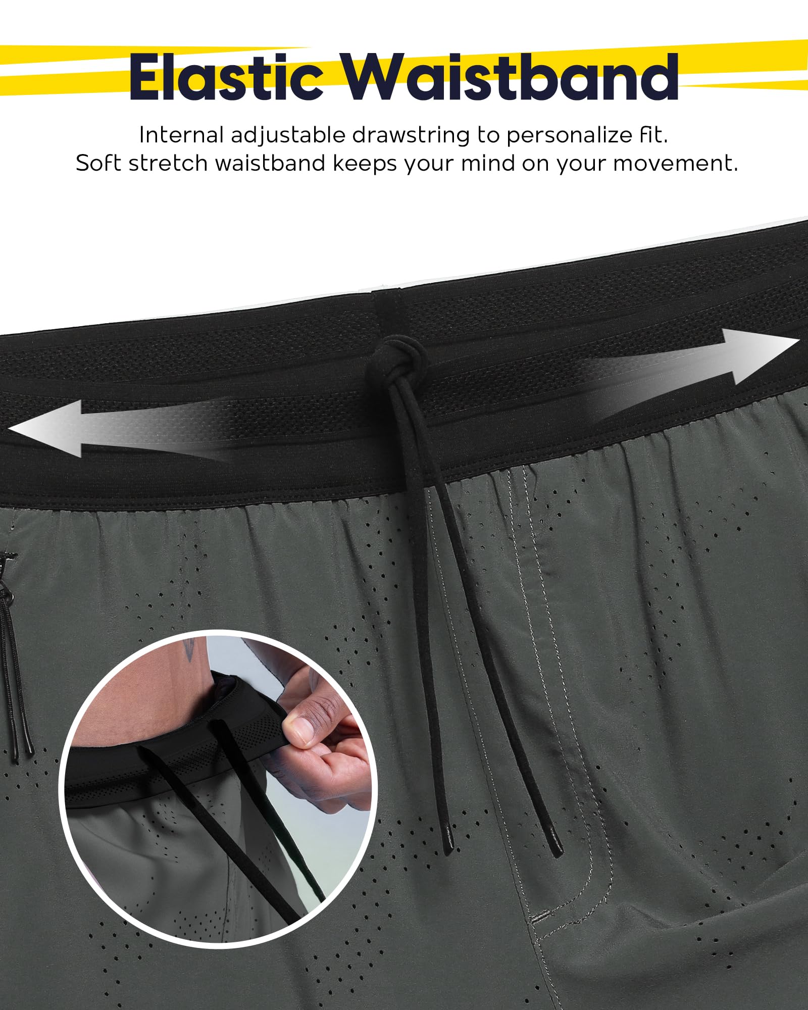 maamgic Pantalones cortos de correr 2 en 1 para hombre de 5 pulgadas con bolsillos con cremallera