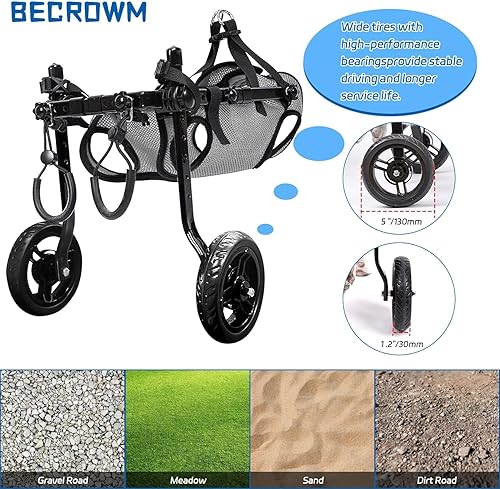 Miniatura 5 de Dog Wheelchair for Back Legs, Light Weight Dog Wheelchair Cart with Disabled Hind Legs Walking, Adjustable