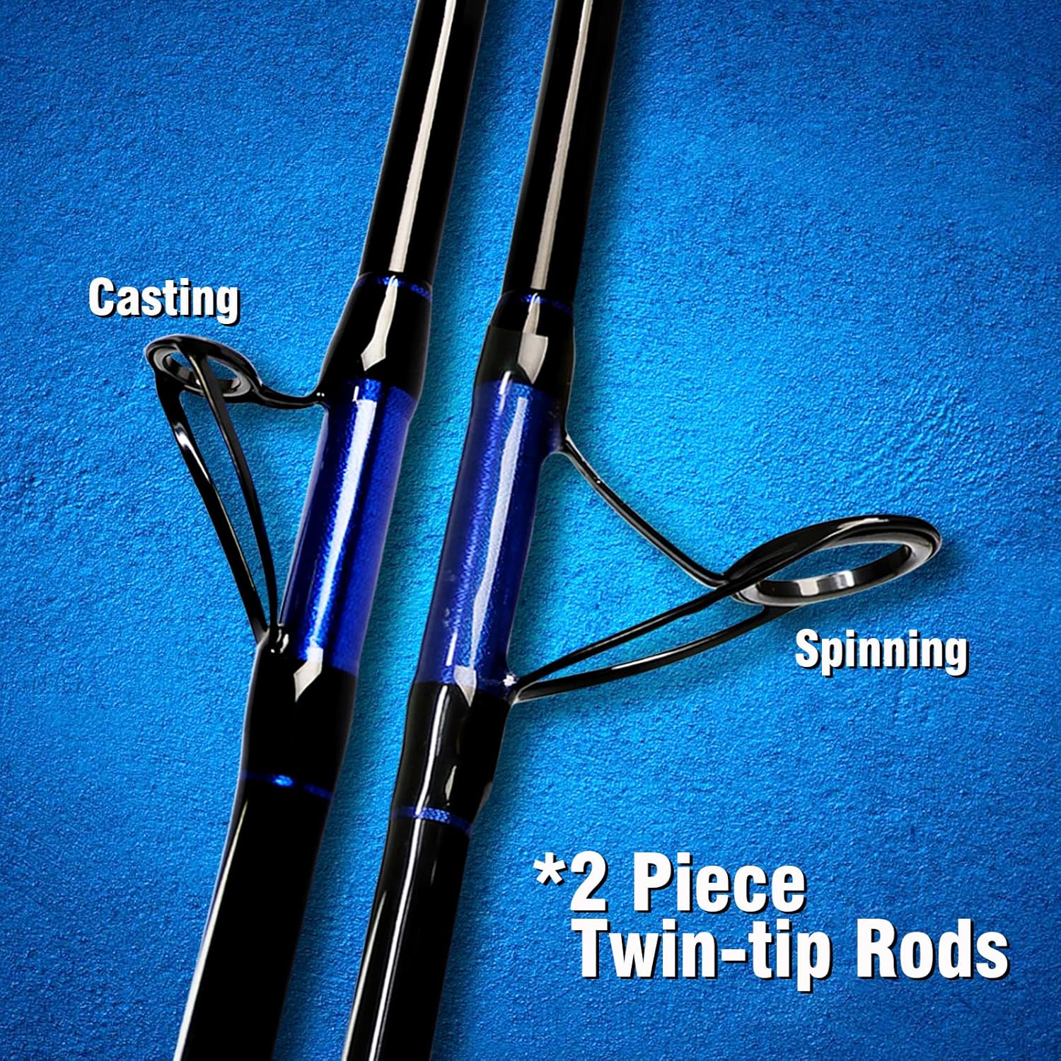 Fiblink Spinning & Casting Fishing Rod Carbon Fiber Jigging Rod 2 Piece Twin-Tip Fishing Jig Rod Portable Travel Fishing Pole 5'6"/6'/6'6"