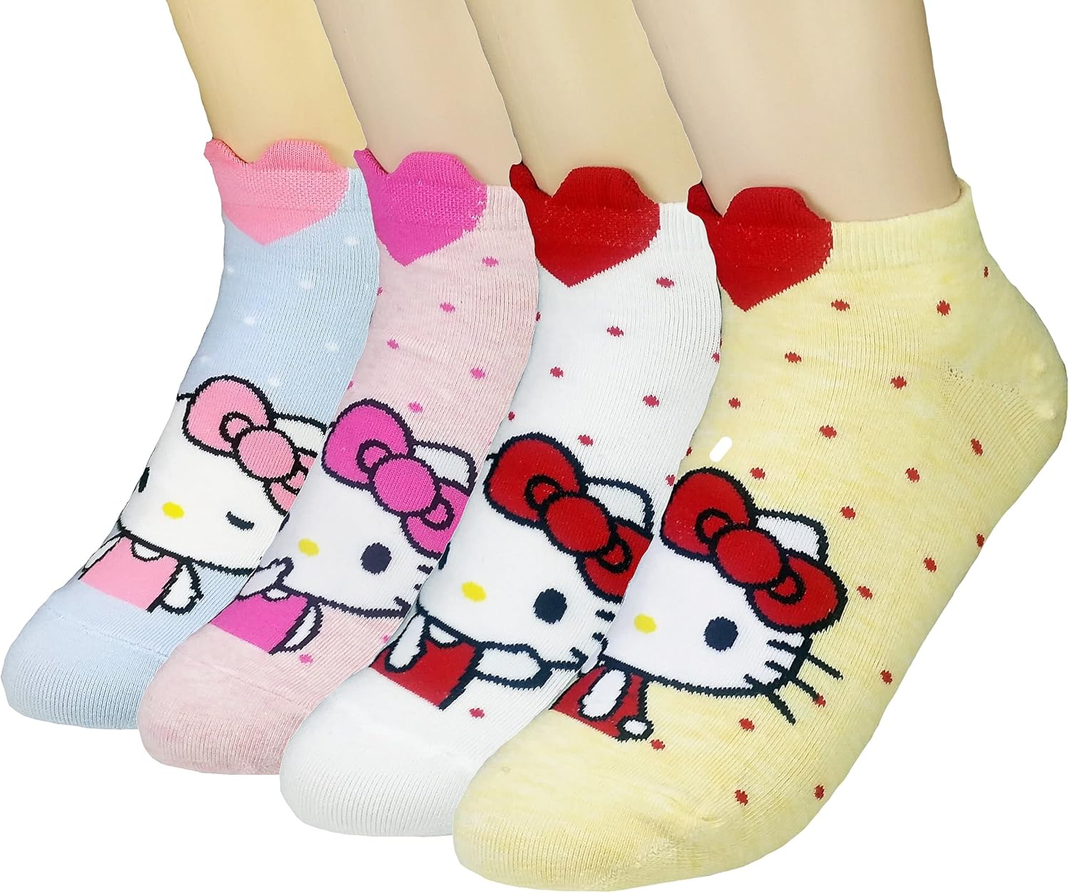 JJMax Women's Hello Kitty Cute Cotton Blend Ankle Socks Set, Lovely Kitty, One Size