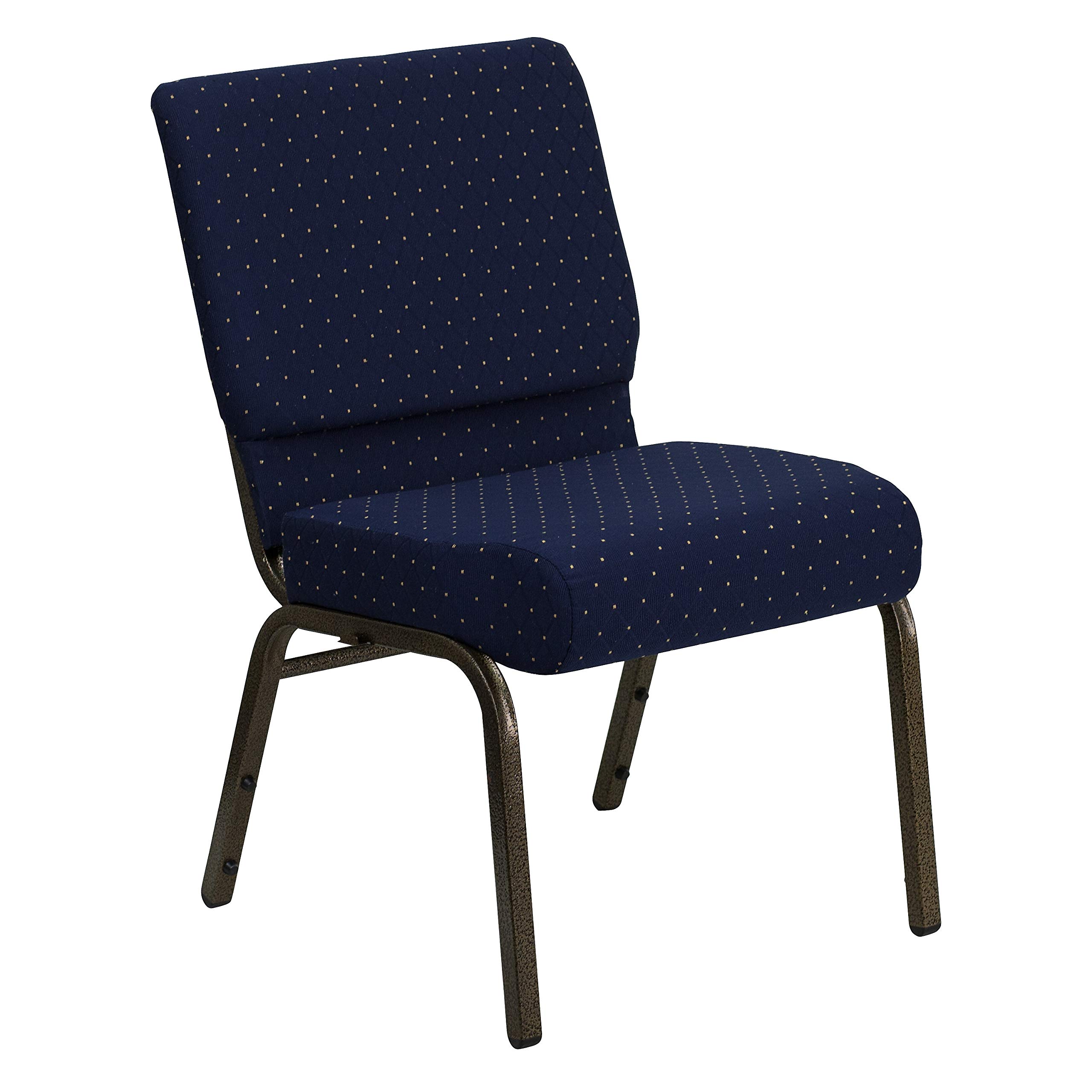 Flash Furniture Navy Blue Dot Patterned Fabric/Gold Vein Frame / Set of 1 / Classic Stacking Chairs