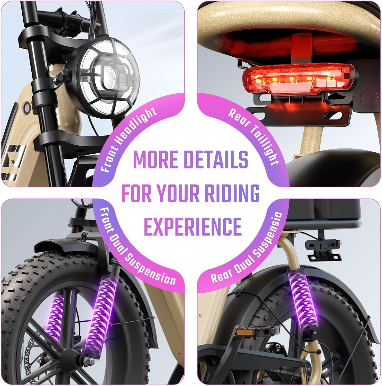 TST Electric Bike for Adults 1500W, 28MPH, 48V 15AH Removable Battery Step-Thru Ebike, 20" x 4.0" Fat Tire Electric Bicycle with Dual Hydraulic Brakes, Dual Suspension, Passenger Seat and Foot Pegs