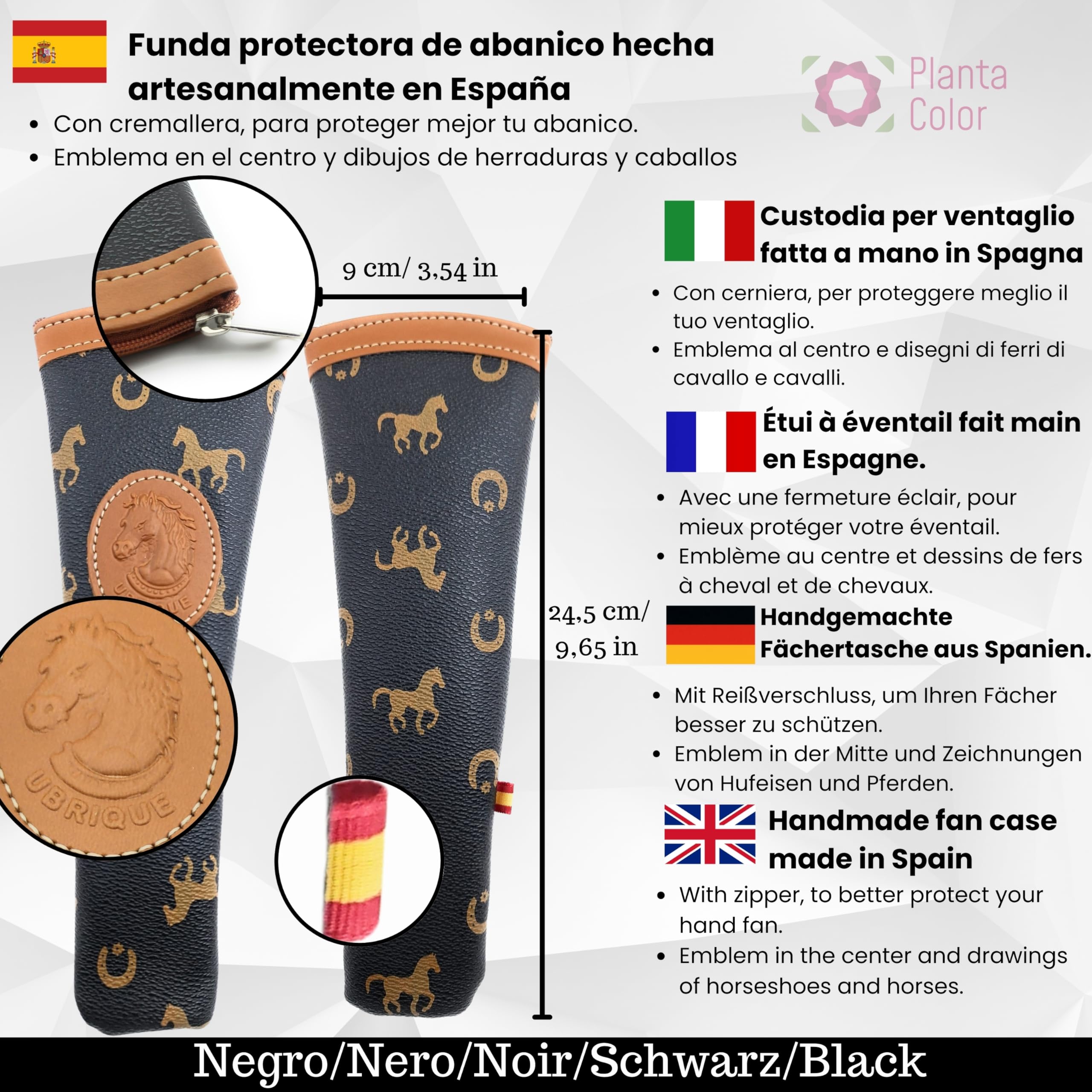 Planta Color Wooden Fans with Patterned Drawing. Beautiful Wooden Fan with Case Made in Spain. Includes Agate and Volcanic Bracelet in Matching Colours (Mandala Agata) - Image 3