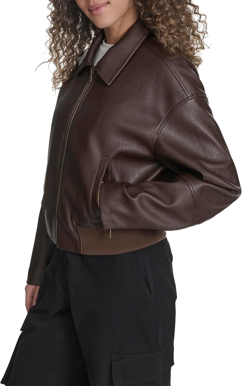 Levi's womens Faux Leather Bomber With Laydown Collar - Image 3