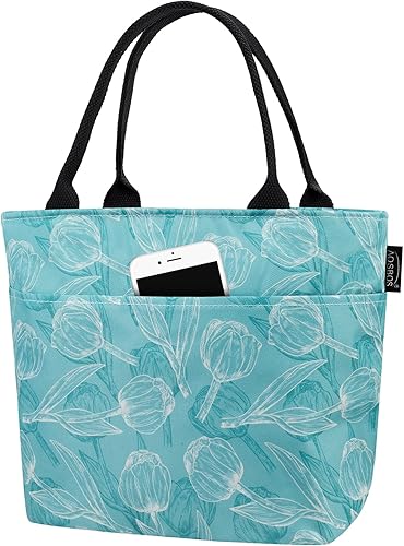 Aosbos Bolsa de almuerzo para mujer, bolsa térmica aislada a prueba de fugas, bolsa de almuerzo, bolsa de almuerzo, bolsa de mano, contenedor de