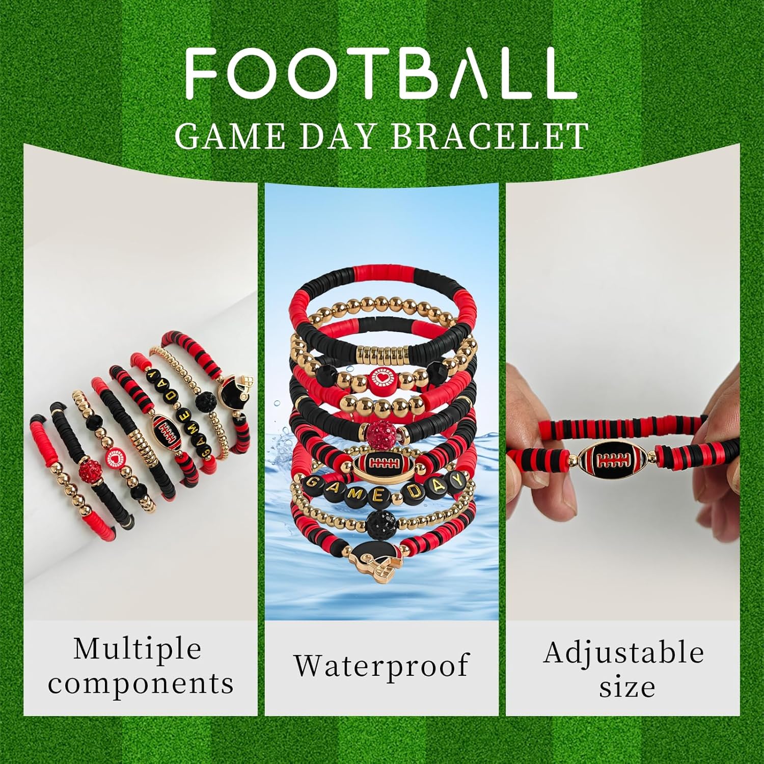 Game Day Bracelet for Women, Stackable Football Charm Bangle Jewelry for Fans & Football Moms, Sports Team Accessories Gift - Image 3
