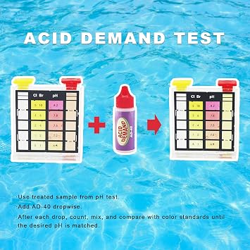 Swimming Pool Spa Water Chemical Test Kit for Chlorine, Bromine, pH, Alkalinity, Hardnees and Acid Demand Test (6 Way Test Kit)