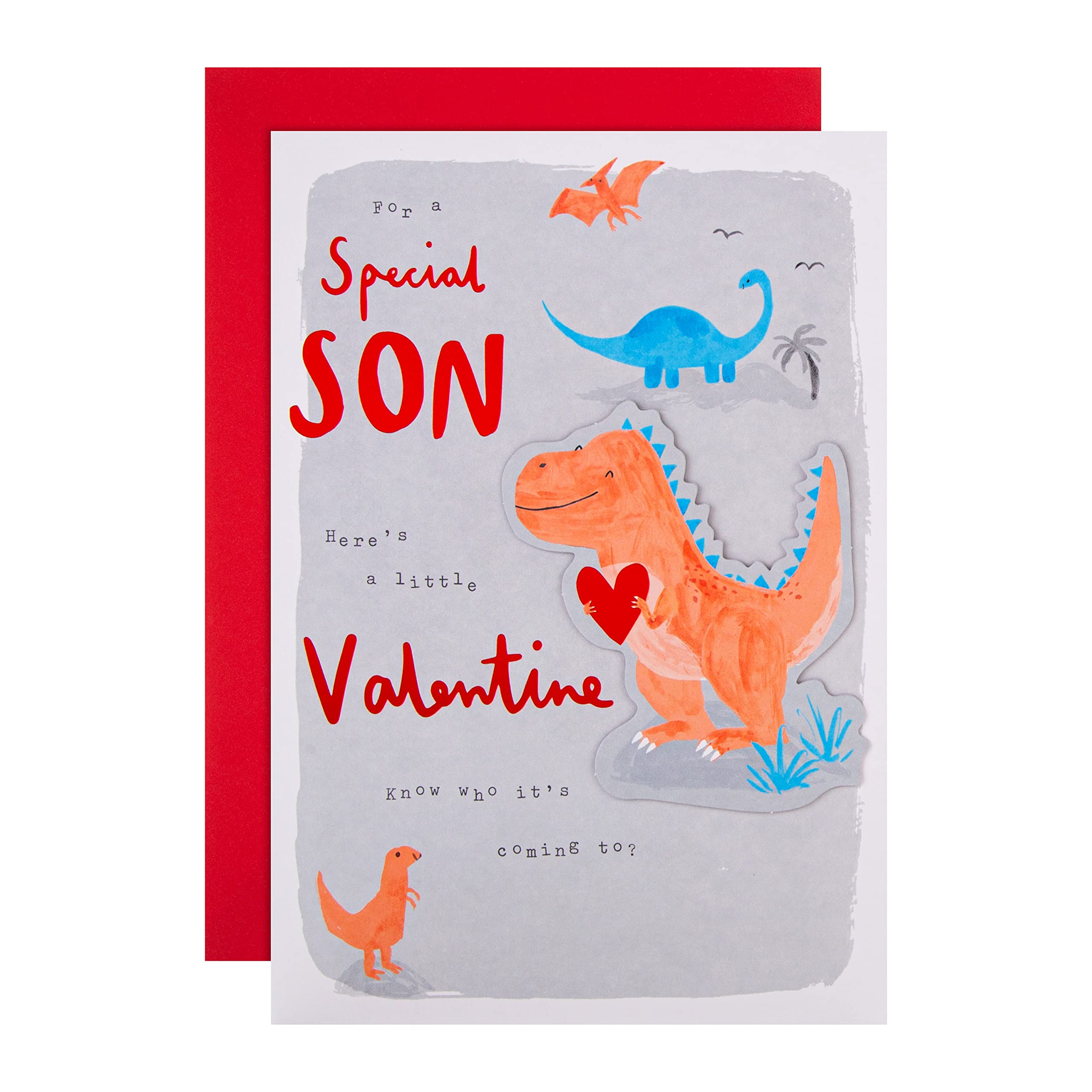 Hallmark Valentines Day Card for Son, Cute Dinosaur Design, Green