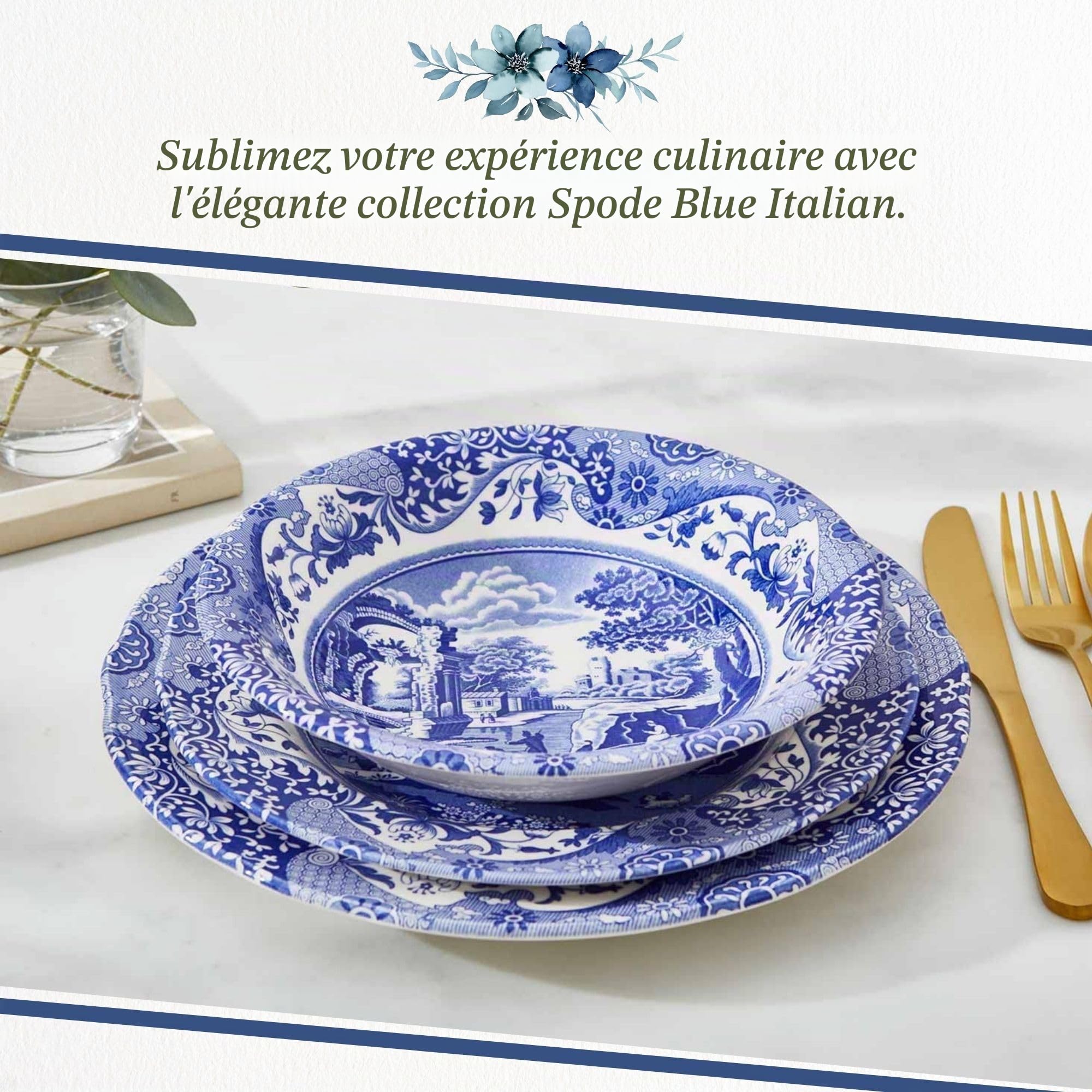Spode BLI0330 Bol à céréales en céramique Bleu/blanc