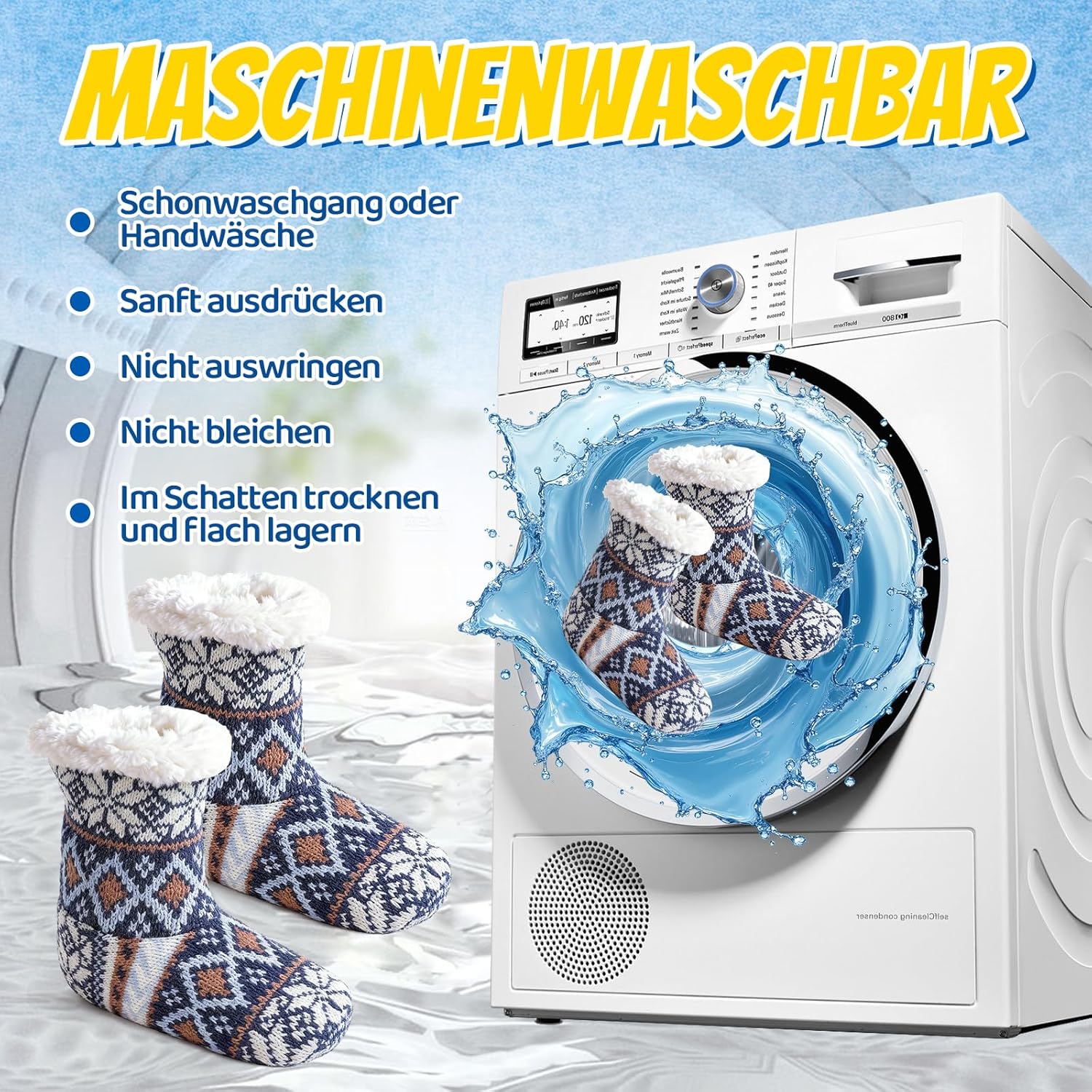 Winter Slipper Socks for Women Cozy Slipper Socks Warm Slipper Sock with Grippers Comfy Warm Winter Grippy Socks Non Slip Christmas Socks, One Size - Image 6