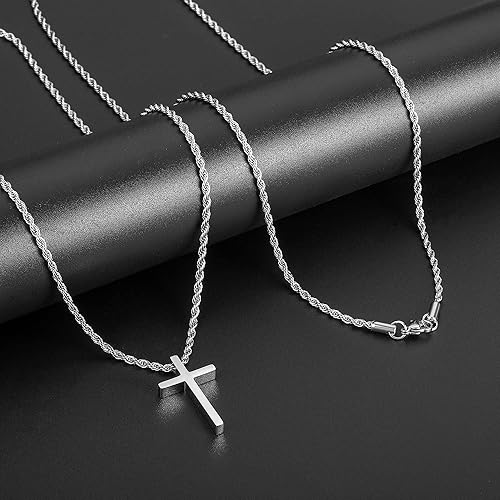 Miniatura 7 de Cross Necklace for Men,Stainless Steel Black Silver Gold Cross Pendant Necklace for Men Boys Cross Chain for Men 16-24 Inches Rope Chain