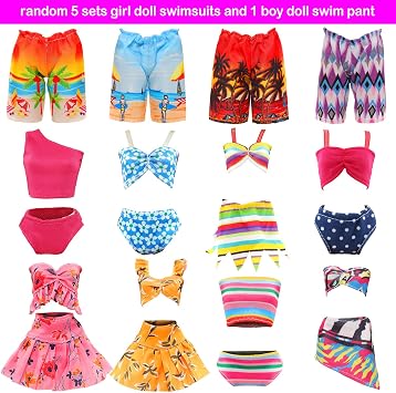 12 Pcs Doll Clothes Summer Swimsuits Set for 11.5 Inch Doll, 12 Boy Doll