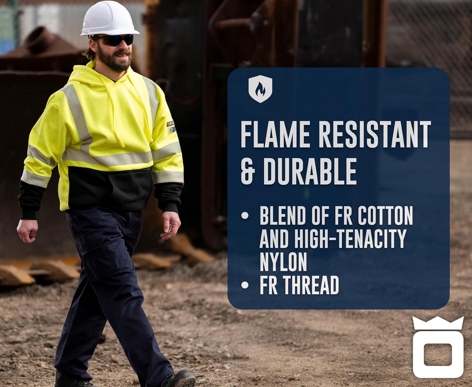 Oberon FR Arc Rated Hi Vis Safety Cargo Pants for Men - Flame Resistant & Reflective - 10 Cal - Pockets - Navy