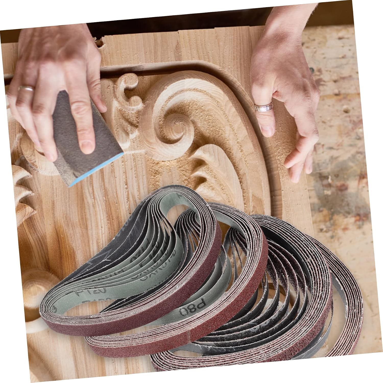 Abrasive Sanding Belt Assortment for Woodworking, 40 60 80 120 Grit