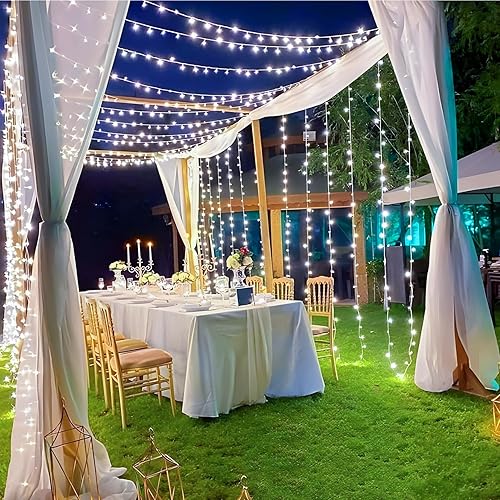 Vista 59 de KNONEW Guirnalda de 1000 luces LED de 394 pies, luces de Navidad para exteriores, 8 modos y temporizador, luces de hadas enchufables, impermeables