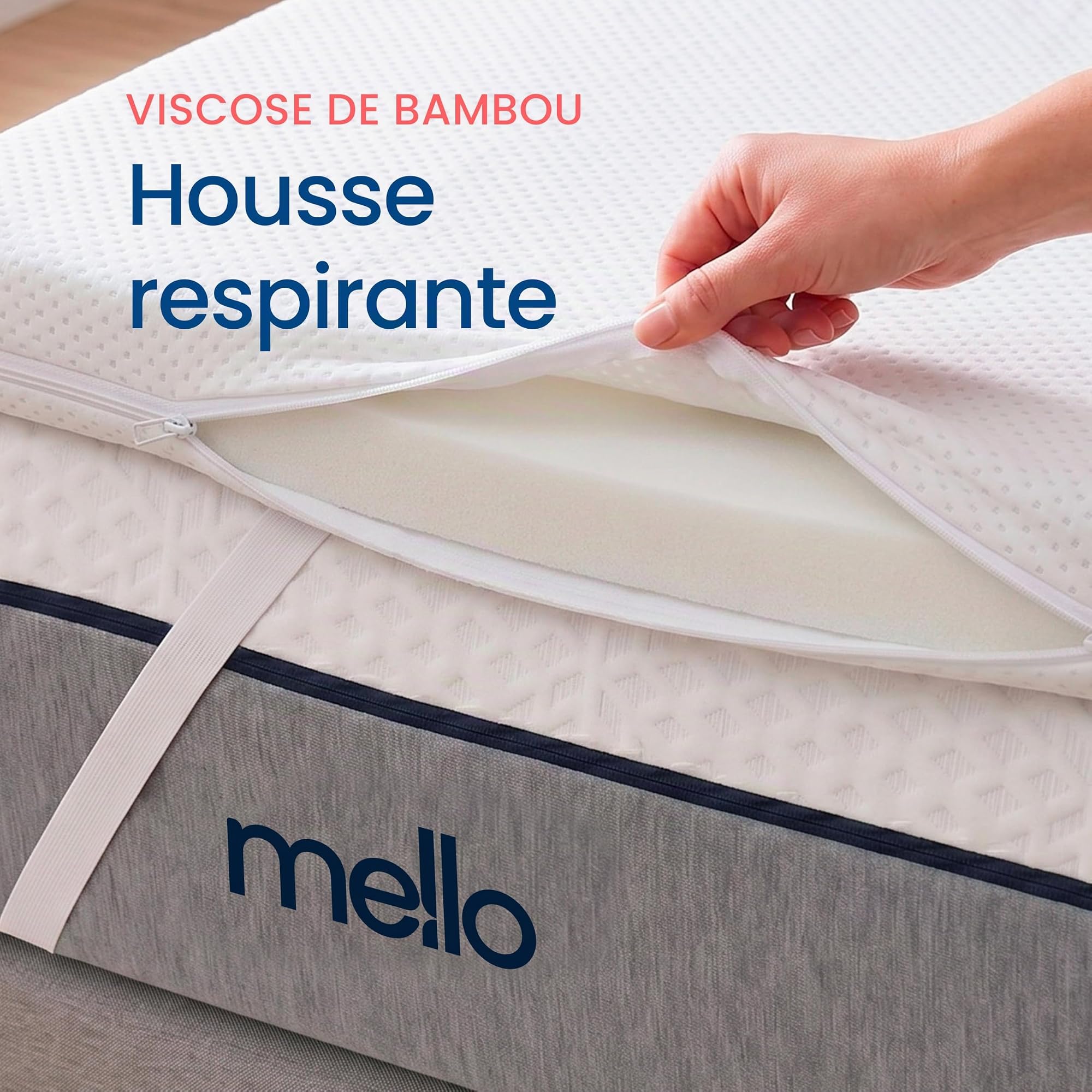 Surmatelas 140 x 190 - Viscosoft Mémo 5cm Mémoire de Forme, Confort Moelleux, Soulage Les Points de Pression, Maintien Optimal, Housse Bambou déhoussable et hypoallergénique