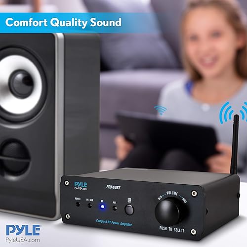 Miniatura 6 de Pyle Amplificador estéreo de audio Bluetooth de 100 W, 110240 V, amplificador de escritorio de audio de 2 Ch.Pro con conexión directa a la